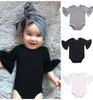 Baby flickor pojkar flare ärm romper spädbarn ruffle ärmar jumpsuits mode boutique barn klättrar kläder 3 färger c54537371378