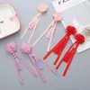 Hair Accessories 2PCS Children Tassel Ribbon With Gold Border Flowers Girls Hairpins Lovely Clips Kids Headwear Baby