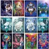 Pintura diamante 5d diy dreamcatcher imagem bordado animal lobo ponto cruz decoração de casa arte de parede artesanal gift262t