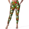 Leggings femininas coloridas flores brilhantes