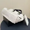 Fashion canvas bag white leather handle designer bag