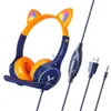 Cell Phone Earphones Cute Cat Ear Laptops National K-Song Childrens Headworn WiredH240312