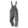 Straight Tube Trousers Man Soild Bib Overalls Fashion Relaxed Fit Casual Jumpsuit Men Pants Lightweight Overalls With