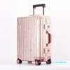 Koffers 20''24''Pure Aluminium Shell Koffer Op Wielen Trolley Bagageslot Mala Valise De Voyage Avec Roulettes