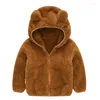 Kurtki 2024 Baby Girl Autumn Winter Polar Kurtka z kapturem Cut prosty dzieci wełniane sweter Silny kolor ciepły płaszcz 0-4y