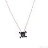 factory whole drop stock pave black cubic zirconia rose gold 925 sterling silver ladies women skull necklace295a