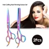 Hair Scissors 2Pcs Cutting Set Thinning Scissor Hairs Shear Kit For Hairdressing Salon Haircut Tool Toadt Children Drop Delivery Produ Otgrb