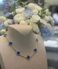 Pendentif Colliers Mode Luxe 4/Quatre Feuilles Trèfle Dix Fleurs Quatre Herbe Collier Femmes Lumière Luxe V Or Épais Placage 18K Rose Bleu Jade Médaille Haute Qualité Sens