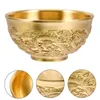 Tazones Lucky Double Dragon Bowl Buen Regalo para el hogar Fortunas Fortunas Money Copper ofreciendo decoración de escritorio de la oficina latón 8 cm