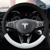 Microfiber Leather Car Steering Wheel Cover 38cm for Tesla All Models 3 S Y X Auto Interior Accessories styling Y1129293k