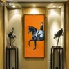 Clásico moderno naranja carreras de caballos lienzo impresión pintura cartel fresco arte de la pared cuadros para la entrada decoración del hogar de gran tamaño LJ2258l