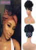 Kadınlar için Kinky Kıvırcık Kafa Bantlı Peruk 8 inç Kısa Afro Cap Wig Isıya Dayanıklı Fiber Cosplay Eşarp Sentetik 8676762