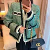 Women's Jackets Female Thickened Coat Autumn Winter Green Luxury Retro Temperament Fashion Lining Cotton Jacket