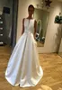 High Quality Satin Wedding Dress with Bow Sweep Train Backless African Bridal Gowns Custom Made Sleeveless Wedding Guest Wears2110070