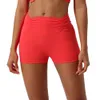 LU-240 Geplooide buikaanscherping sportshorts yoga cropped broek geen t-lijn running fitness gym ondergoed leggings