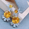 Dangle Oorbellen Luxe Vierkante Plant Drop Earring Volledige Mirco Verharde Zirconia Vrouwen Engagenet Bruiloft Mode-sieraden E6538