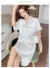 Kadınların Sweetwear Seksi Dantel Dikiş İpeksi Satin Romance Binçeleme Nightwear Boş Zaman Yarım Kollu Fransız Nightownathro