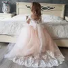 Jolie robe à fleurs pour filles, avec manches, pour fête de mariage, en dentelle, avec nœud bouffant, robe de bal de princesse, tenues pour petits anniversaires, 2023, 240309