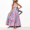 Casual Dresses Summer Elegant Off Shoulder Floral Print Long Dress Women's Sexy Holiday Backless Maxi Female Robe Vestidos