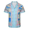 Mannen Casual Shirts Seaside City Print Mannen Harajuku Zomer Pak Stijl Hoge Kwaliteit Ademend Mode Zak