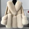 Fox Haining – manteau en fourrure d'herbe pour femme, doudoune mi-longue et jeune intégrée, nouvelle collection 2024, 6223