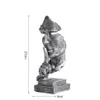 VILEAD 27 cm résine Silence est masque doré Statue ornements abstraits Statuettes Sculpture artisanat pour bureau Vintage décoration de la maison 22228