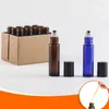 Bottiglie di stoccaggio 12 pezzi Set di rulli per olio essenziale Palline da 5 ml Contenitore in vetro ambrato ricaricabile per viaggio Marrone