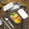 Louça lancheira acampamento utensílios de mesa turista com tampa design minimalista moderno para adultos criança jantar fora trabalho piquenique escola