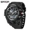 Armbandsur Sanda Style Military Watch Men ledde digitala sportklockor för man stötsäker vattentät elektronisk armbandsur mens