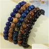 Beaded 8Mm Natural Stone Handmade Strands Charm Bracelets 5Pcs Set Party Club Yoga Sports Jewelry For Men Women Drop Delivery Dhwl6