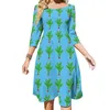 Sukienki swobodne zielone rzodkiewki Dress Spring Vegeble Druku