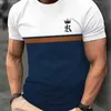 Herr t-shirts roliga 3D-bokstäver mönster t-shirt för män mode randtryck t-shirts sommar varm försäljning kort ärm toppar casual o-hals lösa tees