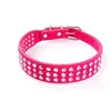 PU Leather Adjustable Pet Dog Collar Rhinestone Neck Lead Dog Necklace Pink Pets Pomeranian Collare Cane Leash Dogs EE5QY2940