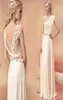 Vestidos de noite longos 2016 noiva princesa banquete renda chiffon vestido de baile deusa grega elegante flor sem costas plus size formal dr3447912