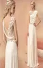 Abiti da sera lunghi 2016 Sposa Principessa Banchetto Pizzo Chiffon Abito da ballo Dea greca Elegante fiore senza schienale Plus Size Formale Dr3447912