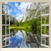 beautiful scenery Lake and mountains wallpapers outside the window HD artistic conception 3D three-dimensional landscape backgroun232j