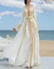 Chiffon branco luxo formal vestidos de noite rendas douradas apliques marroquino kaftan dubai mãe vestido árabe muçulmano especial occasio8626011