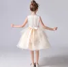 Dideyttawl 샴페인 짧은 주름 꽃 소녀 드레스 웨딩 콘서트 파티를위한 Tiered Princess Junior Bridesmaid Dress 240309