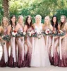 Gradient färg brudtärna klänningar paljetter halter halsringning sjöjungfru golvlängd lång piga av hedersklänningar bröllop gästklänningar1342179