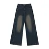 Mäns jeans hiphop baggy streetwear byxor harakuju rivet vintage denim byxor för manlig rak