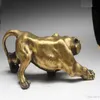 15 Pure Bronze Ferocious Leopard Panther Cheetah Carnivore Statue325d