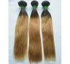 T1B27 Honingblond 3 bundels Ombre Gekleurd Braziliaans haarweefsel Inslagen Recht Menselijk haar weeft Niet-Remy Gekleurde haarextensions8293534