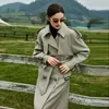 British Trench Coat Womens Coat Double Breasted Elegant Jackets Lapel Waterproof High-End Womens Casual Loose Length Coat 240228