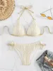 Damesbadmode 2024 Europese en Amerikaanse effen kleur sexy split-body bikiniset met borstkussen
