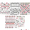 Stickers Decals Nail 5Pcs Red Black Poker Foil Accessories Arabic Numeral Manicure Decoration Alphabet Supplies Drop Delivery Health B Otmxj