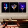 Blue Light Wine Glass Canvas Poster Bar Kitchen Decoration Painting Modern Home Decor Wall Art Picture Dining Room Decoration1318s