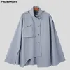 INCERUN hauts Style américain beaux hommes solide lâche Silhouette fendu conception Cape décontracté mode tout-match Trench S-5XL 240306