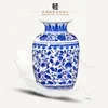 Vaso de porcelana azul e branco decoração sala de estar arranjo de flores antigo artesanato decorativo jingdezhen vasos de cerâmica lj2012325j