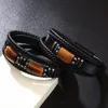 Natural Stone Tiger Eye Pu Leather Armband Handvävd Multilayer Armband Bangle Manschett Arvband för män Hip Hop -smycken