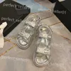 Designer Sandal for Women Platform Sandaler Sandale Slides skor tjock botten Summer Flat Heel Hook Loop Casual Beach Buckle äkta läder högt